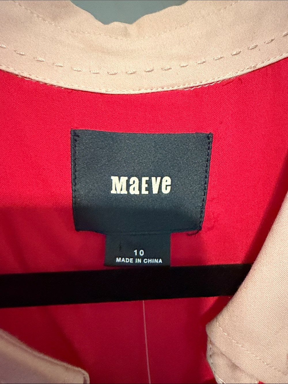 NWT Maeve Anthropologie Bright Raspberry Red Pink Shirt Jacket with Cream Trim - Picture 2 of 9